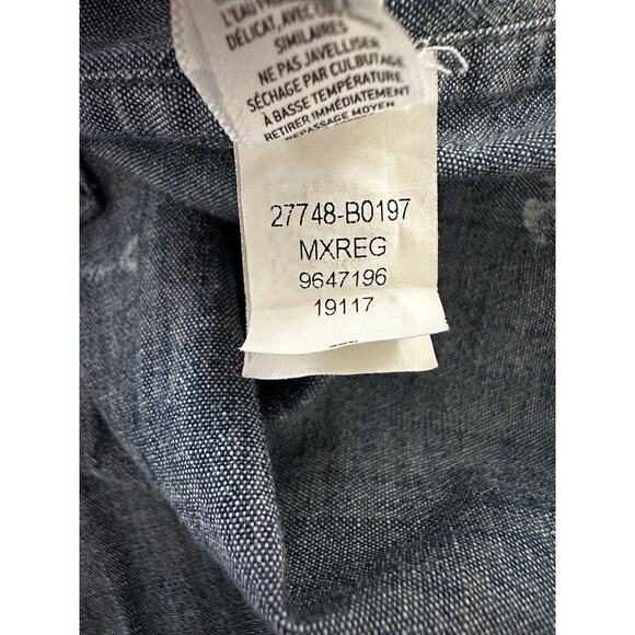 Bonobos Chambray Skeleton Fish Print Men's Button Shirt Size Medium Slim Fit - Picture 7 of 8